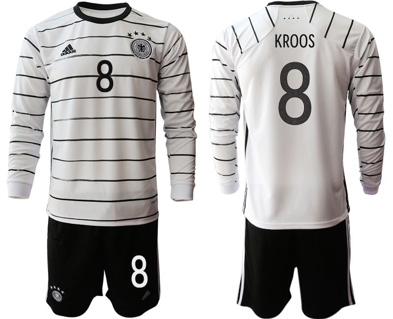 Men 2021 World Cup National Germany home long sleeve #8 white Soccer Jerseys